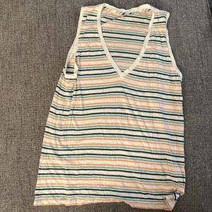 Madewell Whisper Cotton V Neck Tank Striped Medium